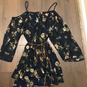 Floral print off the shoulder dress